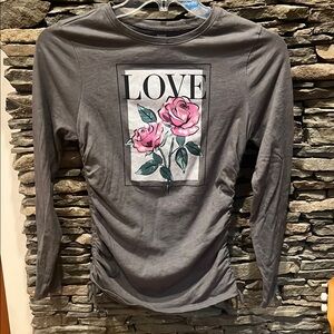 Fabkids Gray Ruched Long Sleeve Tee -(xxl-18) girls